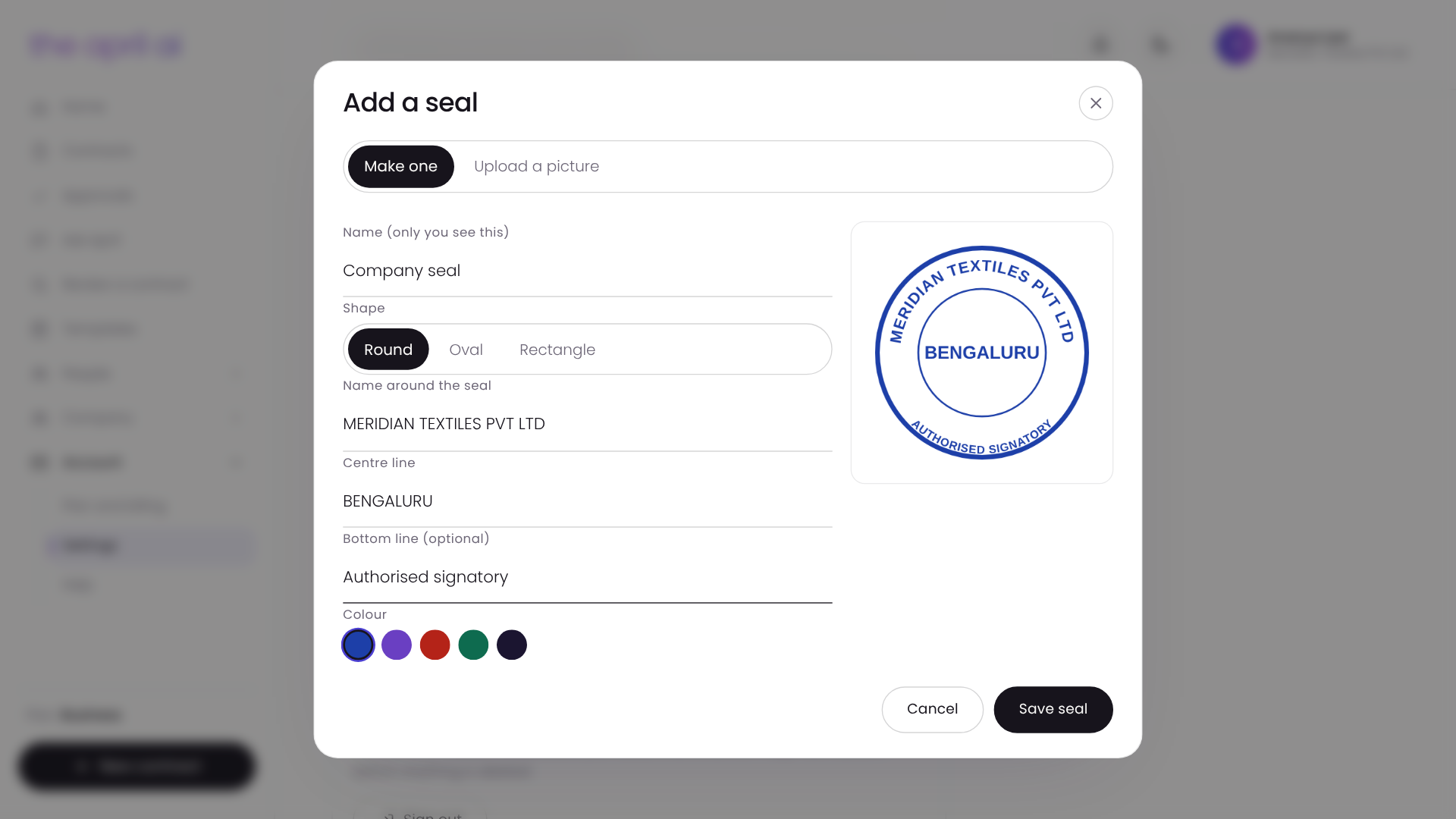 Making a company seal