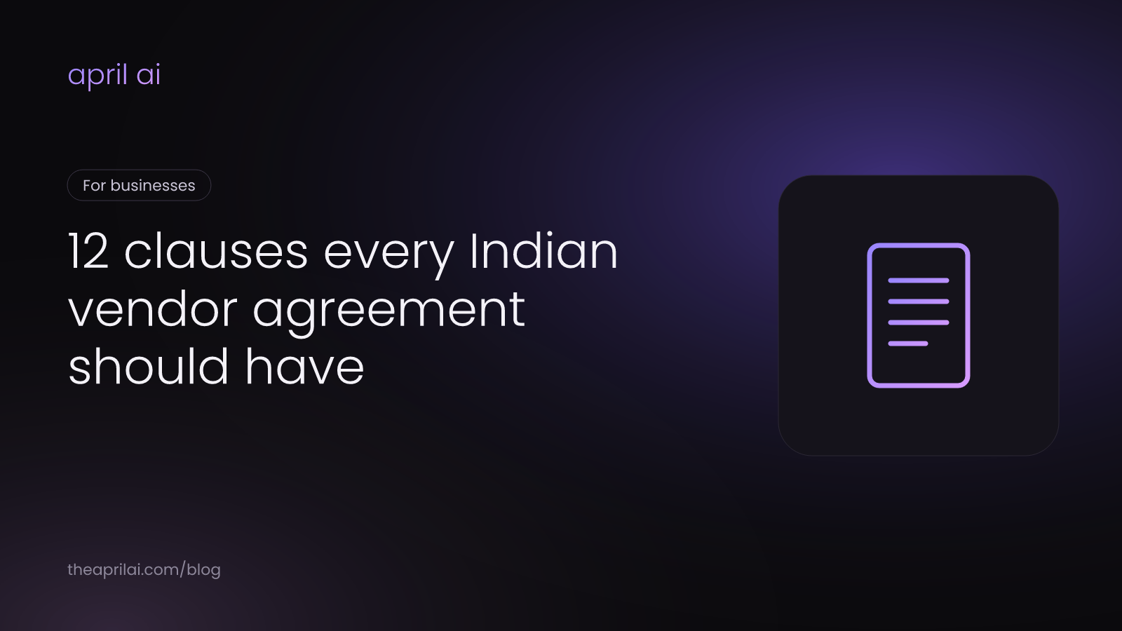 Twelve clauses for a vendor agreement